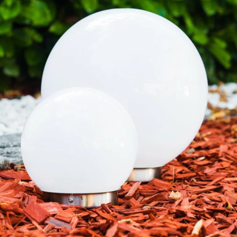Set de boules lumineuses solaires LED Acier inoxydable, 2 lumières
