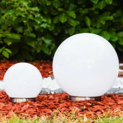 Set de boules lumineuses solaires LED Acier inoxydable, 2 lumières
