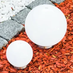 Set de boules lumineuses solaires LED Acier inoxydable, 2 lumières