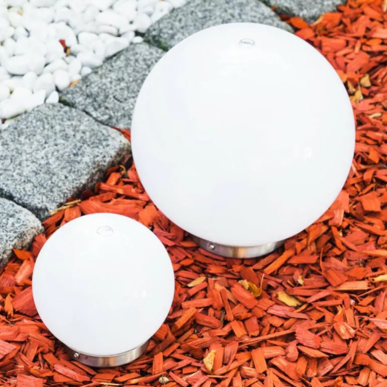 Set de boules lumineuses solaires LED Acier inoxydable, 2 lumières