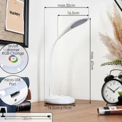 Sneslev Lampe de bureau, Lampe à poser LED Blanc, 1 lumière, Changeur de couleurs