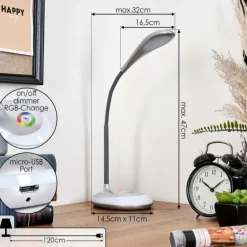 Sneslev Lampe de bureau, Lampe à poser LED Argenté, 1 lumière, Changeur de couleurs