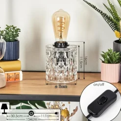 Sonhim Lampe à poser Noir, Transparent, 1 lumière