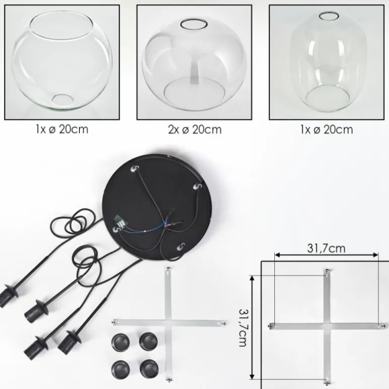 Soutinho Suspension, Boule lumineuse Clair, 4 lumières