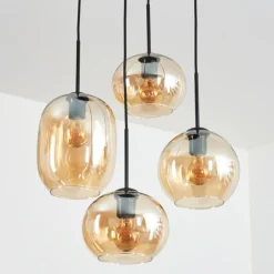 Soutinho Suspension, Boule lumineuse Ambre, 4 lumières