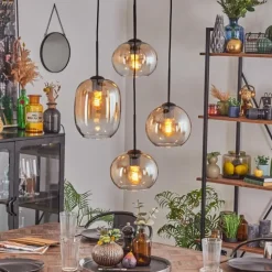 Soutinho Suspension, Boule lumineuse Ambre, Clair, 4 lumières