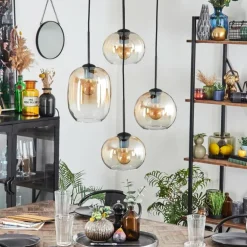 Soutinho Suspension, Boule lumineuse Ambre, Clair, 4 lumières