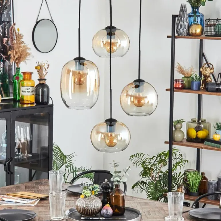 Soutinho Suspension, Boule lumineuse Ambre, Clair, 4 lumières