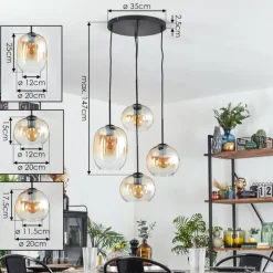 Soutinho Suspension, Boule lumineuse Ambre, Clair, 4 lumières