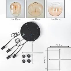 Soutinho Suspension, Boule lumineuse Ambre, Clair, 4 lumières