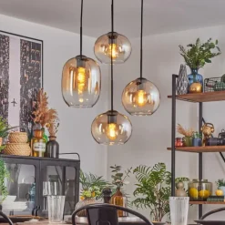 Soutinho Suspension, Boule lumineuse Ambre, Clair, 4 lumières