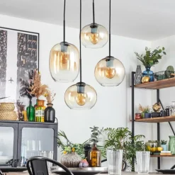 Soutinho Suspension, Boule lumineuse Ambre, Clair, 4 lumières
