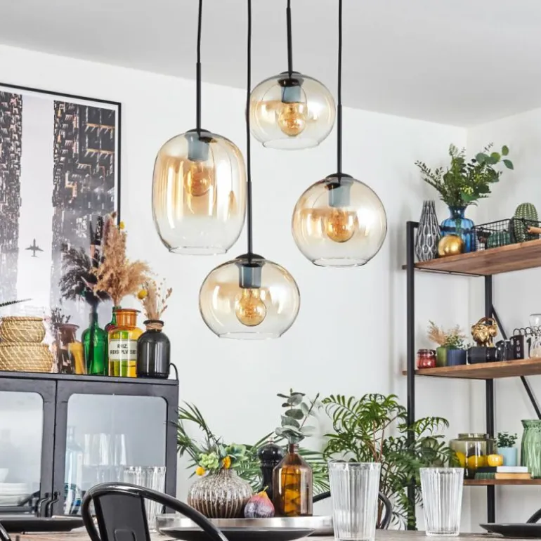 Soutinho Suspension, Boule lumineuse Ambre, Clair, 4 lumières
