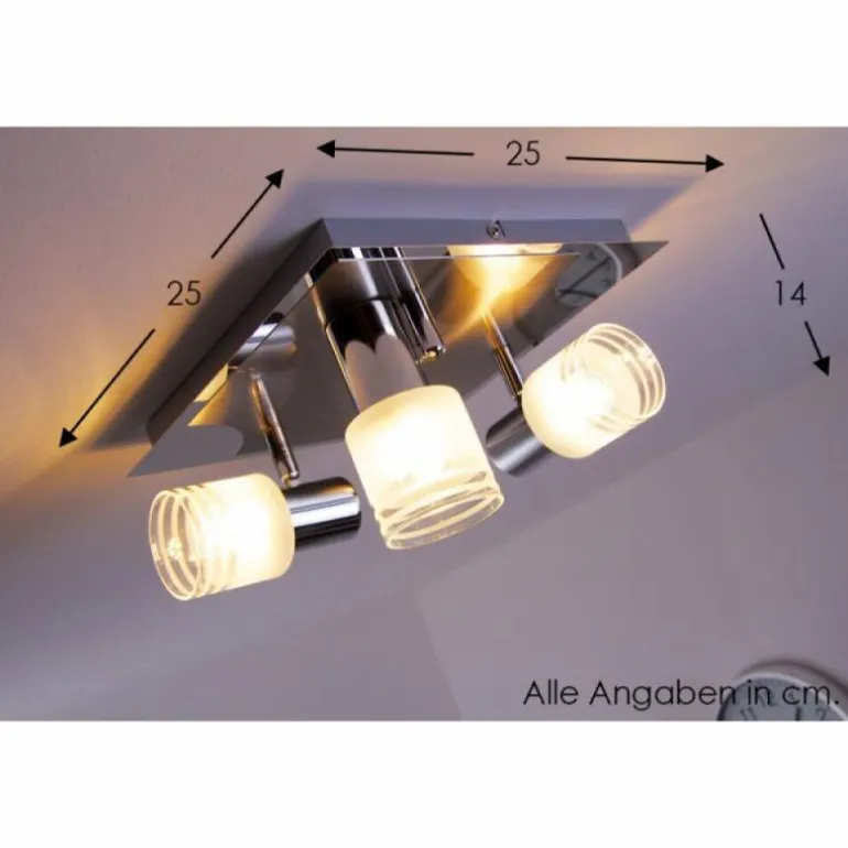 Spot de plafond LED Brilliant Leuchten Chrome, Nickel mat, Blanc, 3 lumières