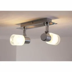 Spot de plafond LED Brilliant Leuchten Chrome, Blanc, 2 lumières