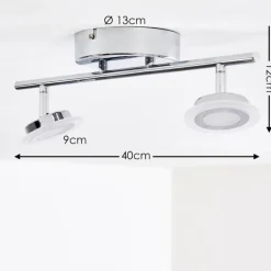 Spot de plafond Lucy LED Chrome, 2 lumières, Télécommandes, Changeur de couleurs