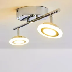 Spot de plafond Lucy LED Chrome, 2 lumières, Télécommandes, Changeur de couleurs