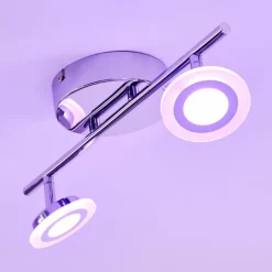 Spot de plafond Lucy LED Chrome, 2 lumières, Télécommandes, Changeur de couleurs