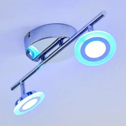 Spot de plafond Lucy LED Chrome, 2 lumières, Télécommandes, Changeur de couleurs