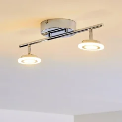 Spot de plafond Lucy LED Chrome, 2 lumières, Télécommandes, Changeur de couleurs