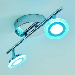 Spot de plafond Lucy LED Chrome, 2 lumières, Télécommandes, Changeur de couleurs