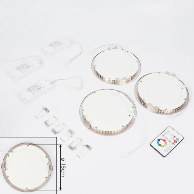 Spot encastrable Finsrud LED Nickel mat, 1 lumière, Télécommandes, Changeur de couleurs