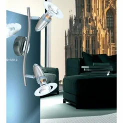 Spot Globo FRANCES I Chrome, Acier inoxydable, Nickel mat, 2 lumières
