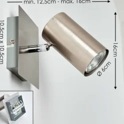 Spot mural Zuoz Nickel mat, 1 lumière