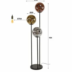 Stellar Lampadaire Anthracite, 3 lumières