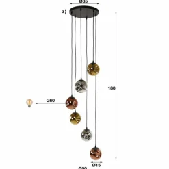 Stellar Suspension Anthracite, 6 lumières
