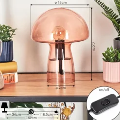 Style champignon Almagre Lampe à poser Noir, 1 lumière