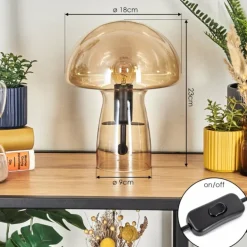 Style champignon Almagre Lampe à poser Noir, 1 lumière