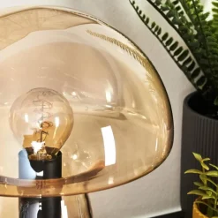 Style champignon Almagre Lampe à poser Noir, 1 lumière