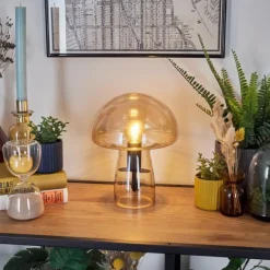 Style champignon Almagre Lampe à poser Noir, 1 lumière
