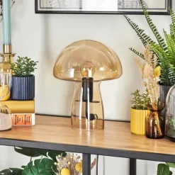Style champignon Almagre Lampe à poser Noir, 1 lumière