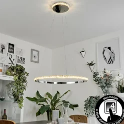Suspension Avelar LED Chrome, Transparent, 1 lumière