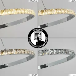 Suspension Avelar LED Chrome, Transparent, 1 lumière
