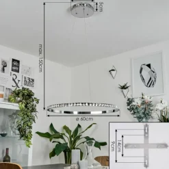 Suspension Avelar LED Chrome, Transparent, 1 lumière