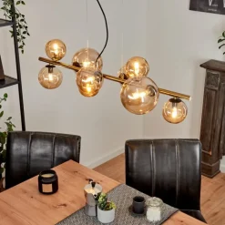 Suspension Chehalis LED Laiton, Noir, 9 lumières