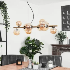 Suspension Chehalis LED Laiton, Noir, 9 lumières