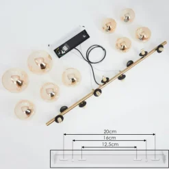 Suspension Chehalis LED Laiton, Noir, 9 lumières