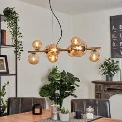 Suspension Chehalis LED Laiton, Noir, 9 lumières