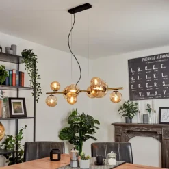 Suspension Chehalis LED Laiton, Noir, 9 lumières