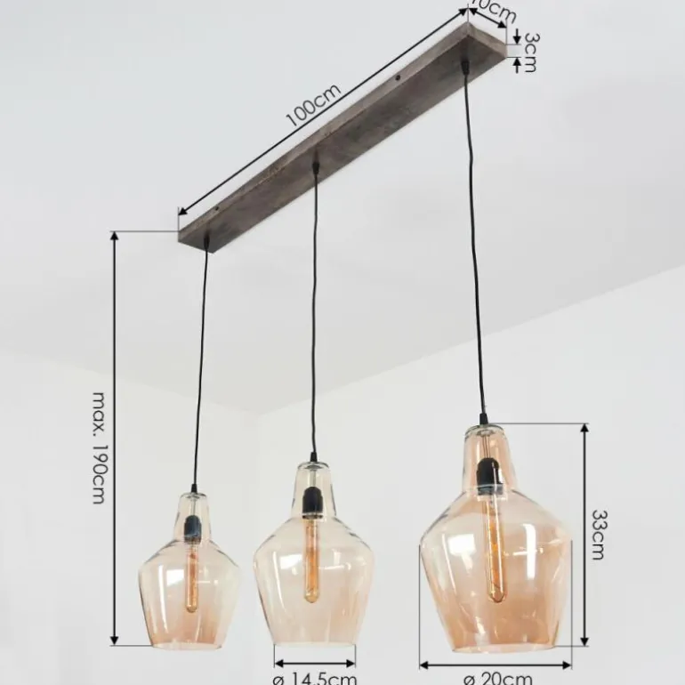 Suspension Donzhausen Argent Oxydé, 3 lumières