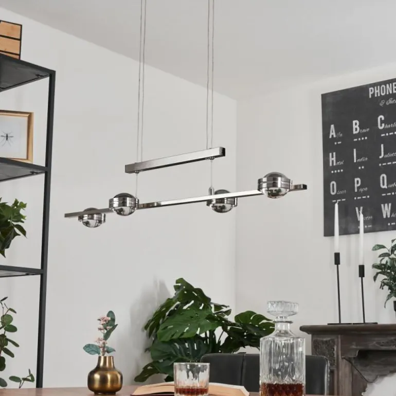 Suspension Fernandaires LED Nickel mat, 8 lumières