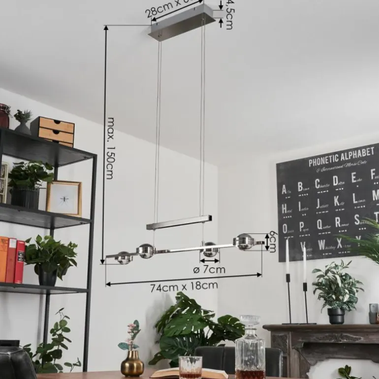 Suspension Fernandaires LED Nickel mat, 8 lumières