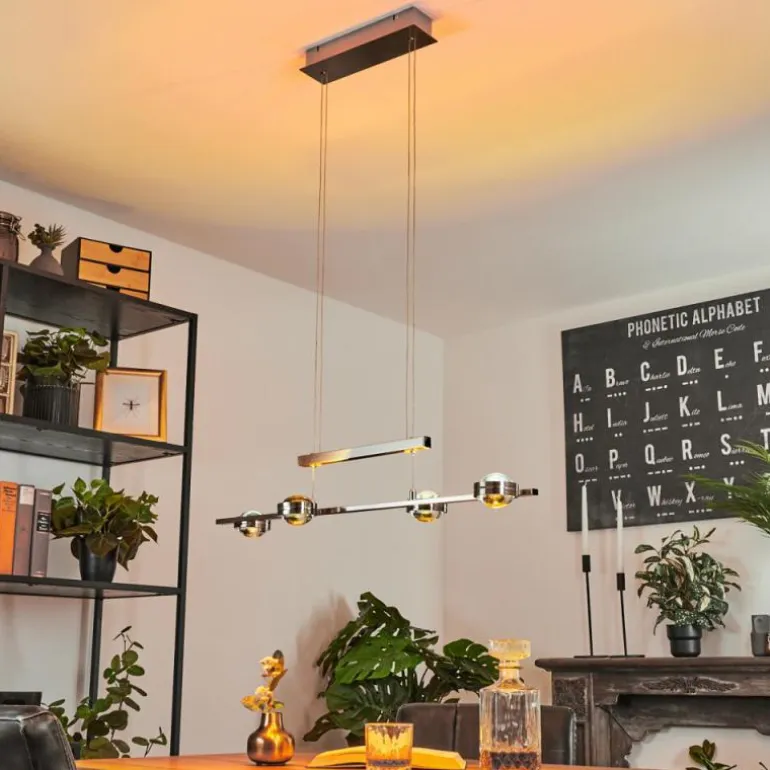 Suspension Fernandaires LED Nickel mat, 8 lumières