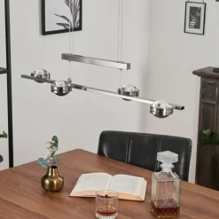 Suspension Fernandaires LED Nickel mat, 8 lumières