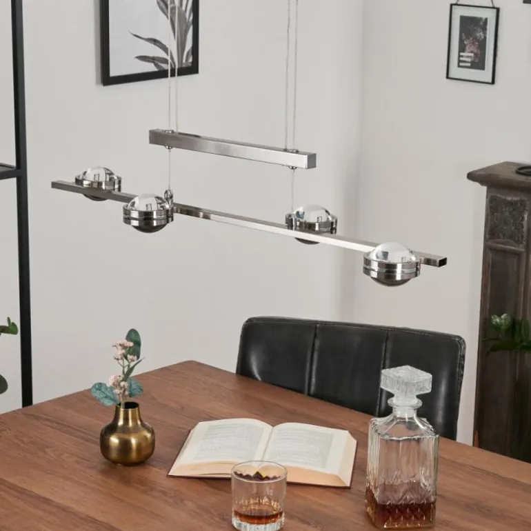 Suspension Fernandaires LED Nickel mat, 8 lumières