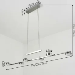 Suspension Fernandaires LED Nickel mat, 12 lumières